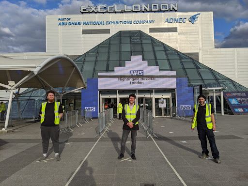 Michael outside the NHS Nightingale hospital, London in 2020